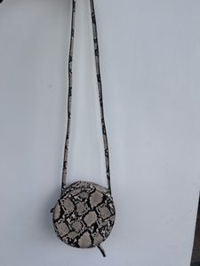 MANGO Round Snake Print Crossbody Bag