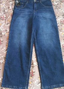 Wide Leg Blue Denim Jeans