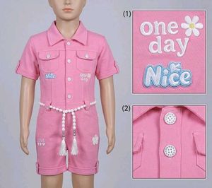 Pink Kids Jumpsuit with Pearl Belt