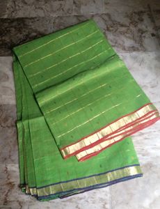BRAND NEW Thread work golden checks cotton saree