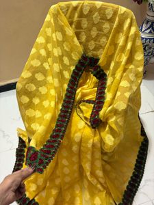 Vibrant Yellow Embroidered Saree