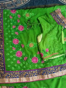 beautiful light &amp; dark shades green georgette sare