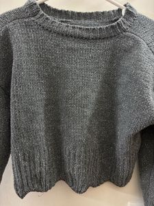 Grey Co-ORD Shimmer Knit Cropped Sweater and Skirt