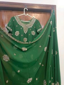 green dupatta set party wear