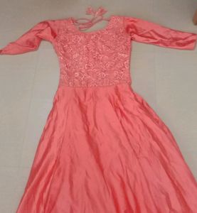 Orange Full Party Wear Gown With Pant &shall