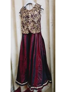 DEEP WINE THREE PIECE HEAVY GOWN