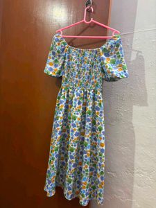 Floral Smocked Off-Shoulder Midi Dress