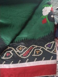 Green Saree with Bandhani Border