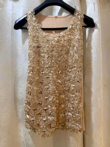 Sparkling Sequin Golden Mesh Tank Top