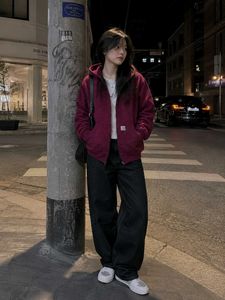 Carhartt Burgundy Zip-Up Hoodie