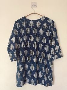 Blue Leaf Print Kurta