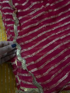 Vibrant Yellow &amp; Pink Lehenga Set