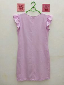 Pink Ruffled Sleeve Dress
