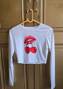 🍒Cute Cherry Lips Crop Top