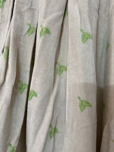 Premium velvety Cream Skirt with Green Print