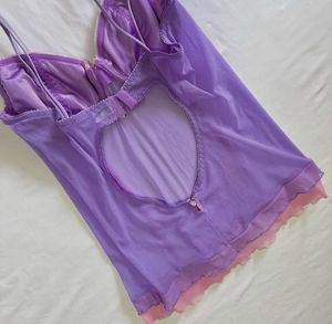 Purple Lace Trim Teddy Corset