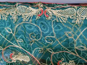Zari Work On Bandhej Chiffon Saree