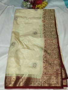 Elegant Cream Saree with blouse