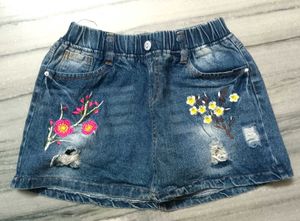 🍃🤎Y2K FORAL DENIM SHORT SKIRT(SKORT)
