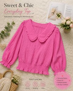 Chic Textured Ruffle Collar Top