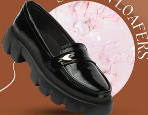 Chunky Sole Black Loafers