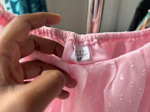Pink Sheer Dot Crop Top