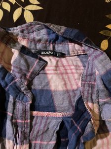 Casual cropped Plaid Button-Up Shirt