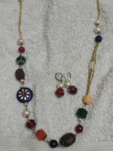 Boho Beaded Necklace &amp; Earrings Set