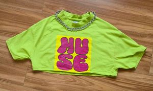 Neon Graphic Crop Top(without chain)