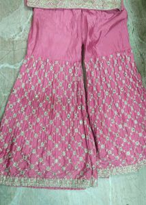 New Pink Embroidered Sharara Set