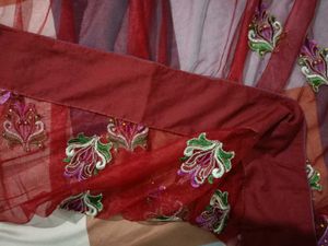 Marron Net Saree