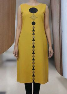 Mustard Yellow Printed Kurta