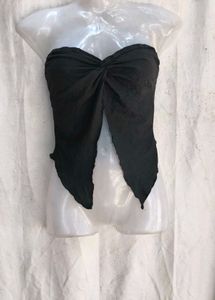 I. Twisted Black Strapless Top