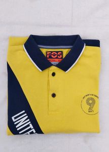 premium Yellow &amp; Navy Colorblock Polo T-Shirt