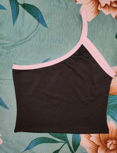 Shein One Shoulder Contrast Trim Short Top