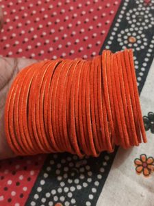Vibrant Orange velvet Bangles