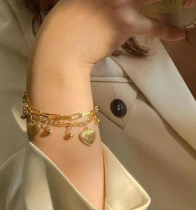 Chic Gold Layered Heart Bracelet