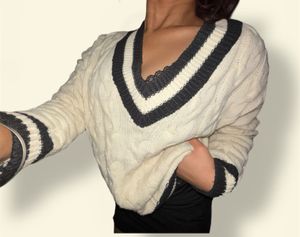 Korean Cable Knit V-Neck Pullover Sweater
