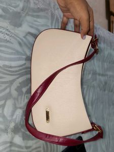 Chic Cream &amp; Burgundy Crossbody Bag