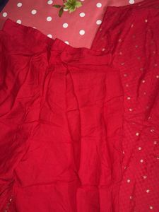 Elegant Red Kurta Set with Golden Motifs