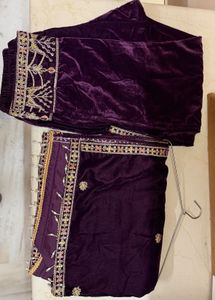 Elegant Embroidered Velvet Kurta Set