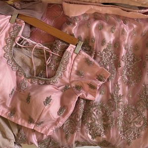 Elegant Pink Embroidered Lehenga Set