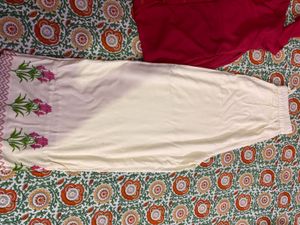 Maroon Straight Kurta with Printed Palazzos
