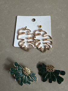 Unique Leaf &amp; Flower Earrings Set