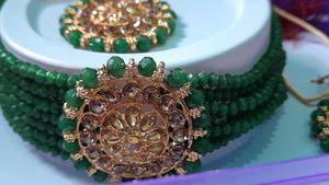 Stunning Emerald Green &amp; Gold Jewelry Set