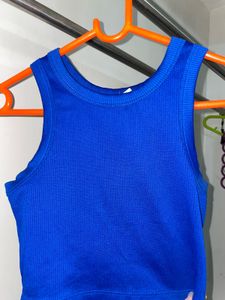 Blue Ribbed Tank Top