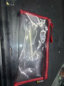 Clear Pouch with Red Zipper