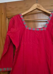 Elegant Red Cotton suit set