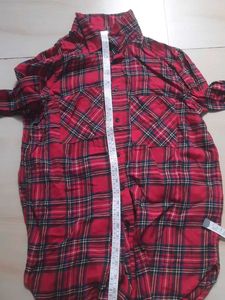 Red Plaid Button-Up Shirt