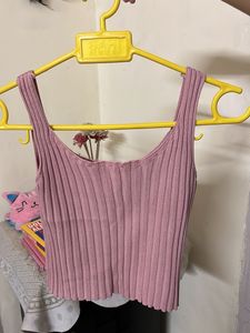 Pink Ribbed Tank Top
